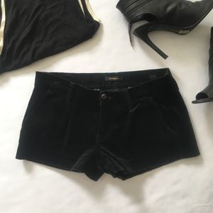 Seven for all mankind black velvet pleated shorts